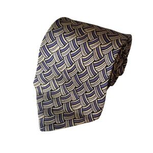 VINTAGE Polo Ralph Lauren mens purple cream weave pattern 100% silk tie EUC